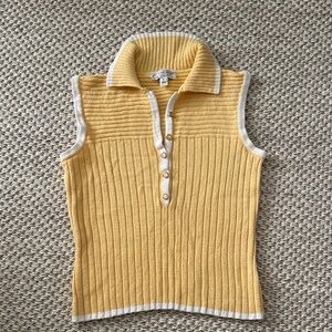 Rare Vintage St. John Yellow Ribbed Knit Top